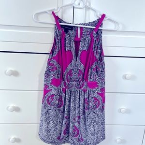 Inc. Fuchsia, black, white summer top.